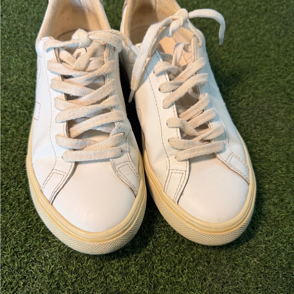 Veja White Low-Top Leather Sneakers